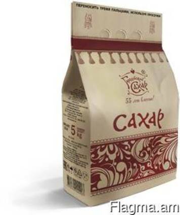 Сахар белый кристаллический, расфасованный в бумажные пакеты